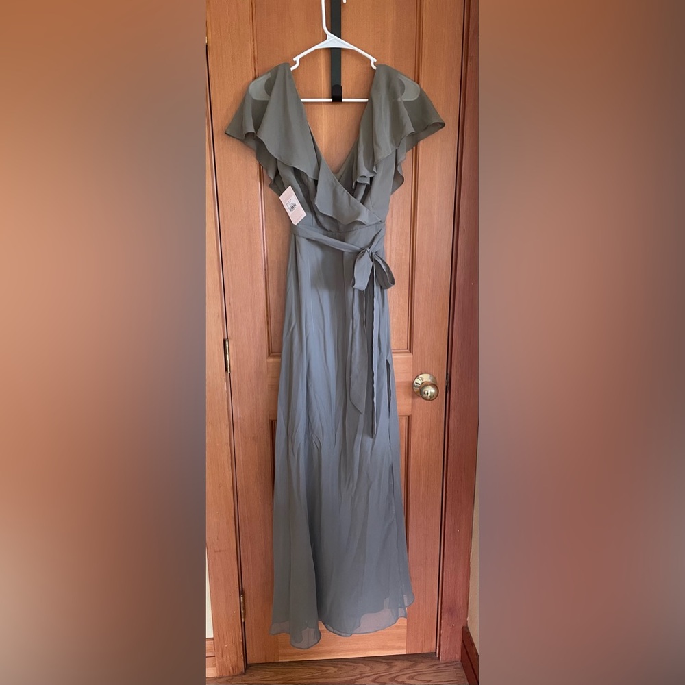 Birdy Grey- Jackson Chiffon Bridesmaid Dress- Moss Green